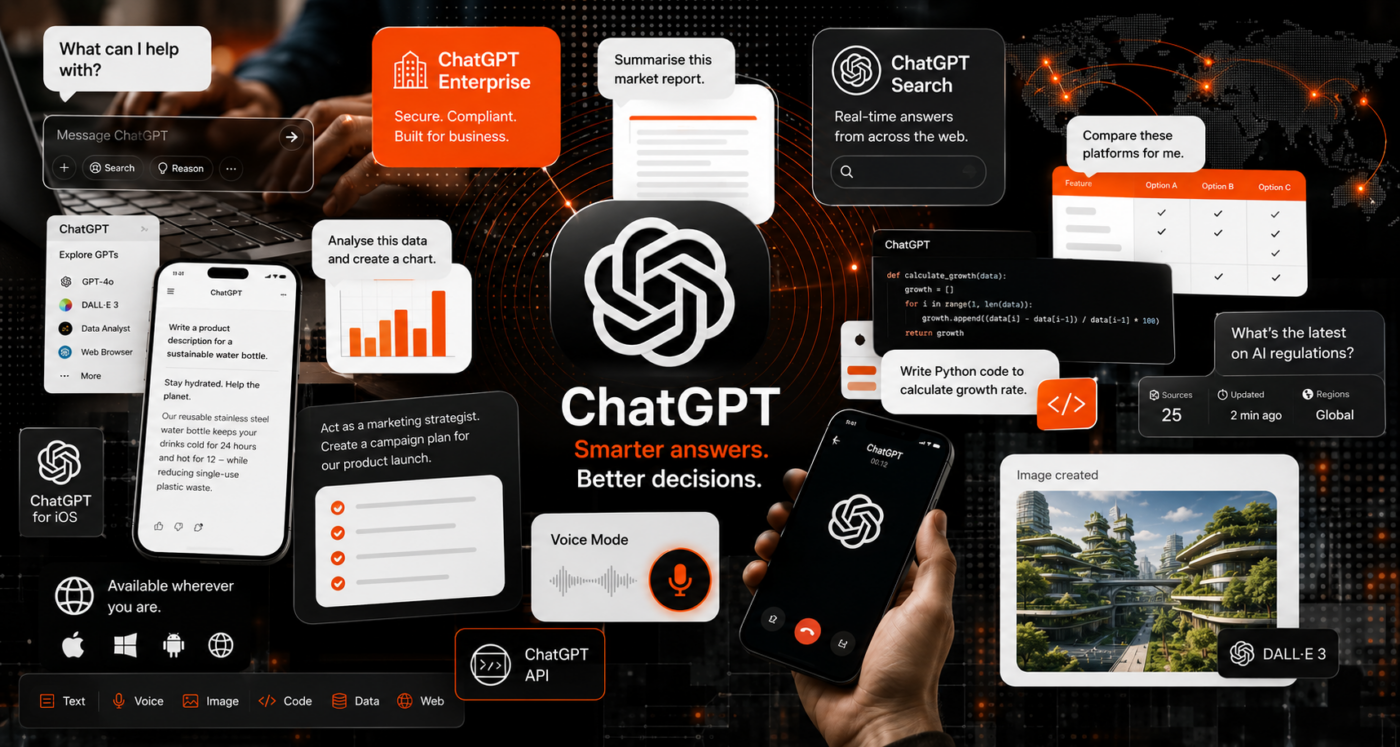 big collage of various chatgpt prompts and classic uses