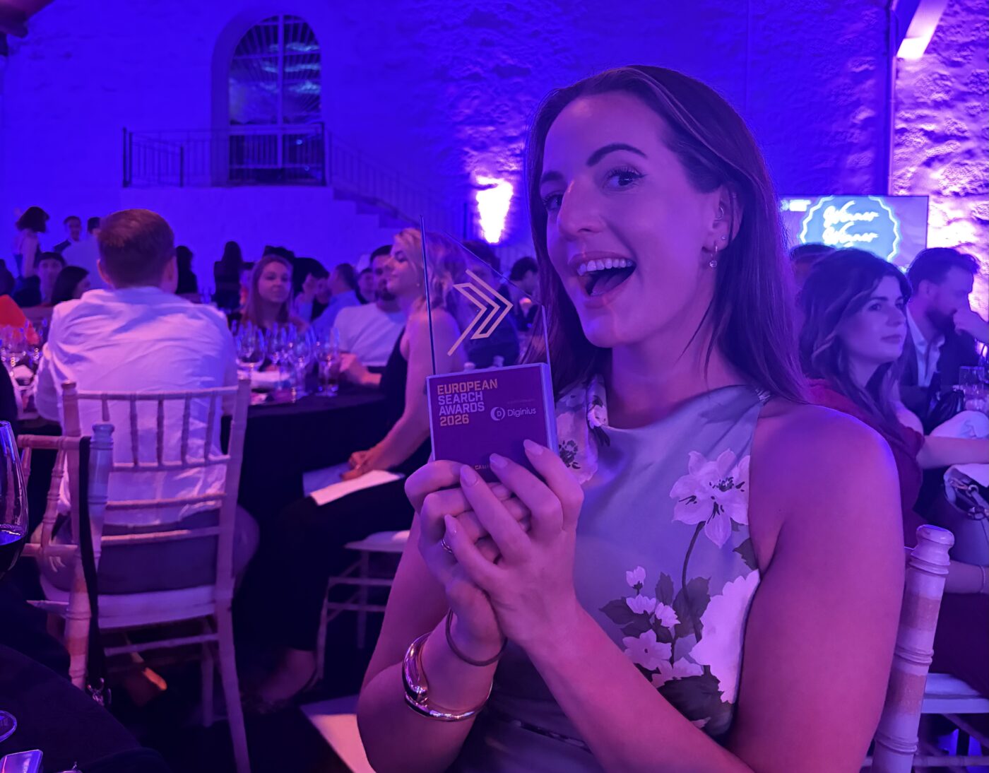 marketing director julaine speight holding Euro Search award 2026